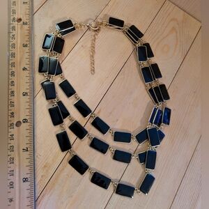 Elegant Black and Gold Necklace And Earrings Costume Jewelry